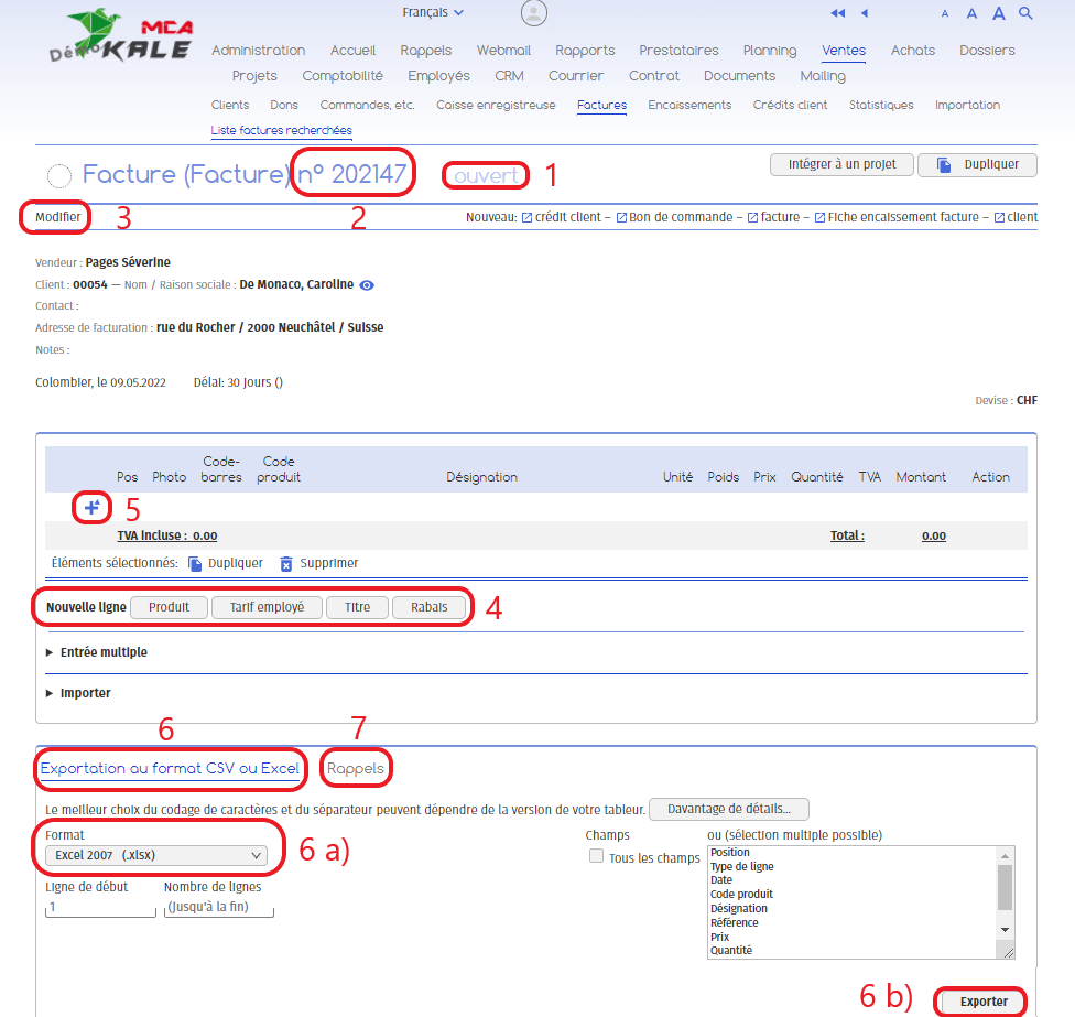 Facture ouverte | MCA Concept Facture ouverte | MCA Concept