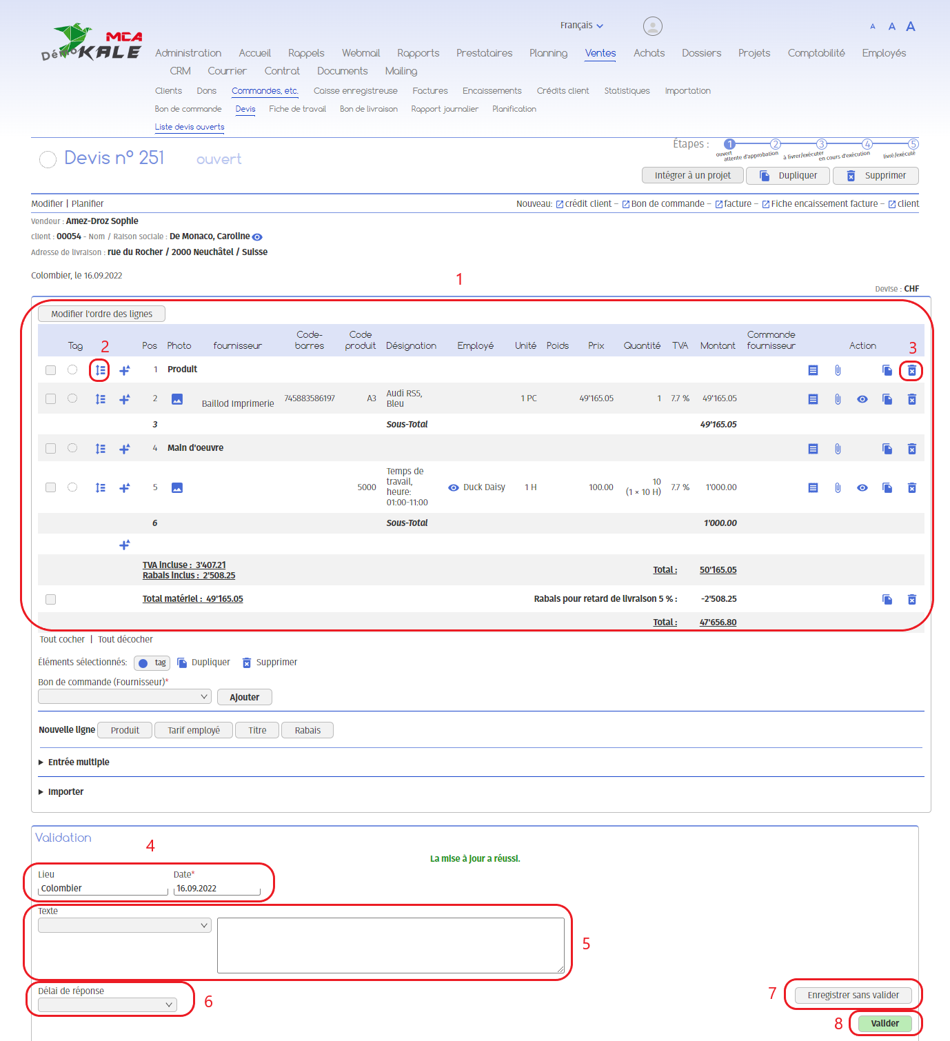 Devis à valider | MCA Concept