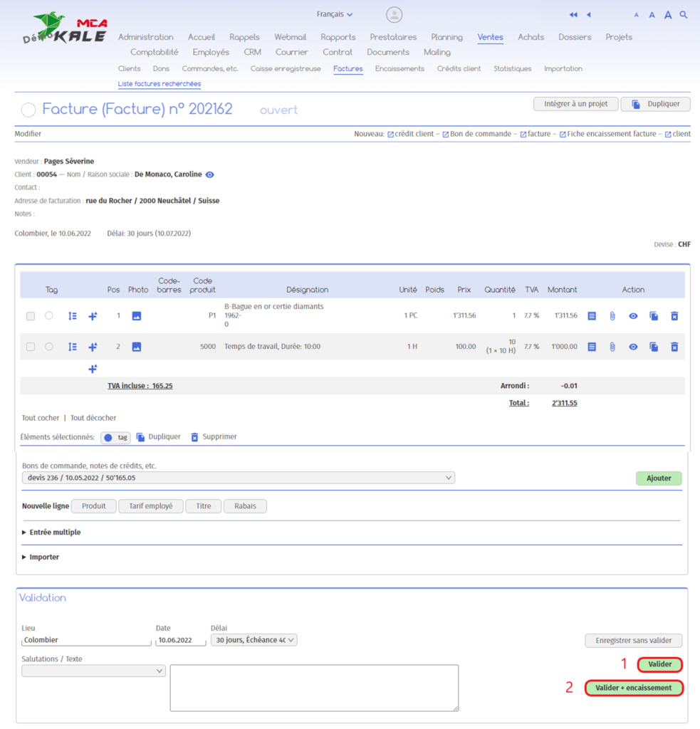 Facture | MCA Concept Facture | MCA Concept