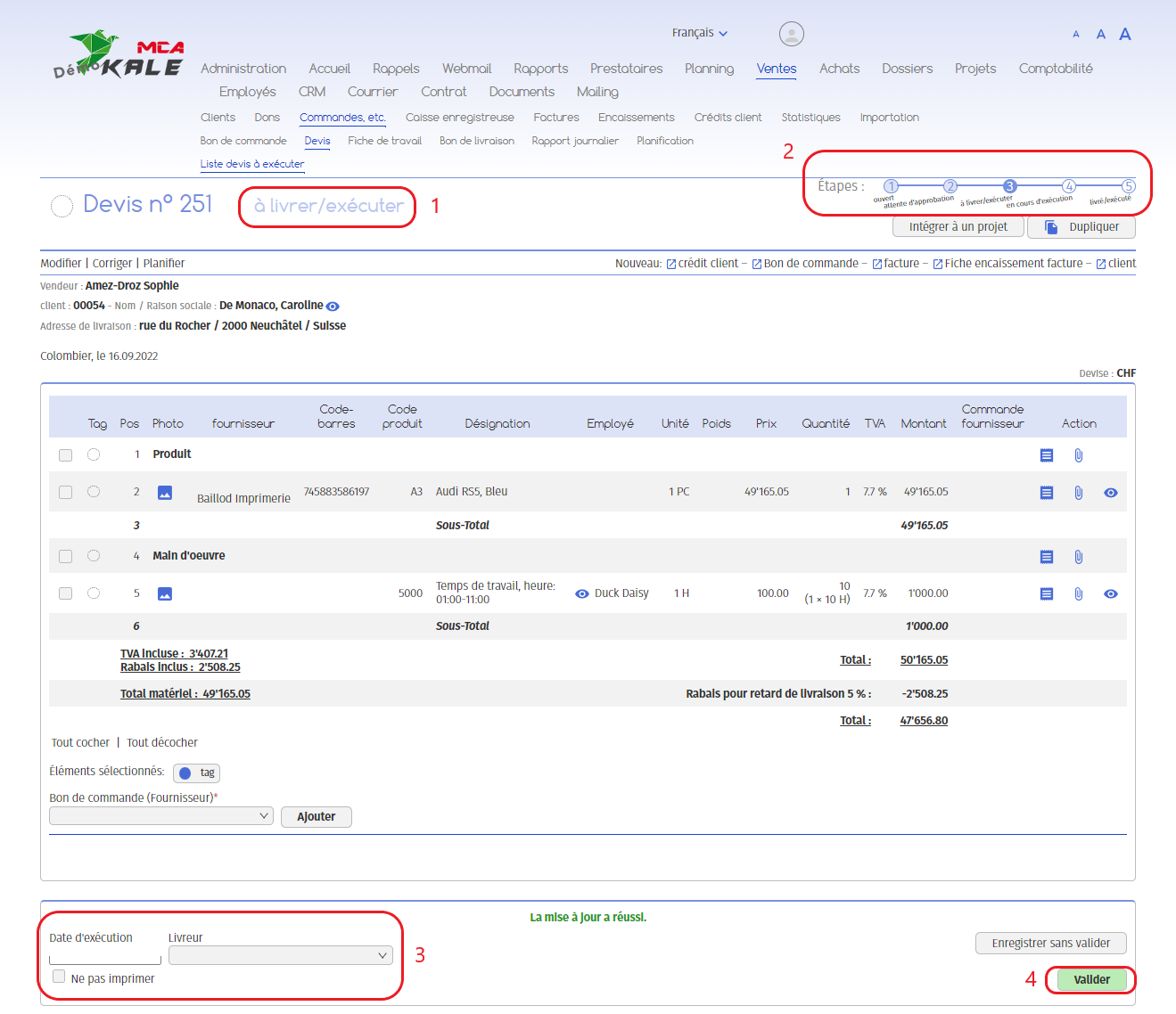 À livrer / exécuter | MCA Concept