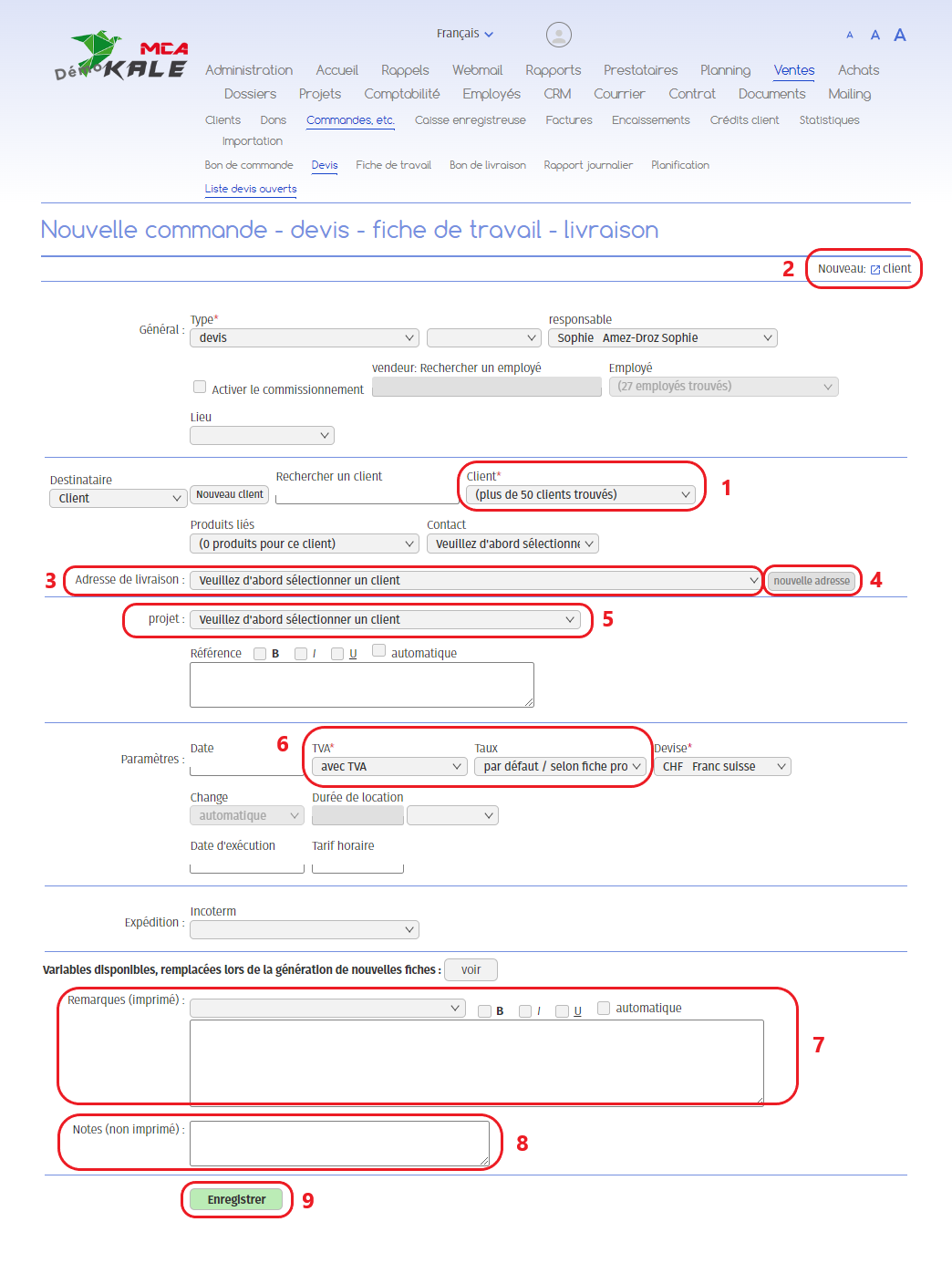 Créer devis | MCA Concept