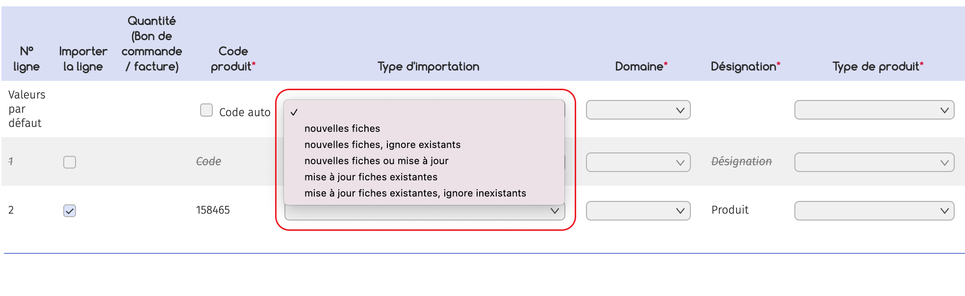 Type d'importation | MCA Concept Type d'importation | MCA Concept