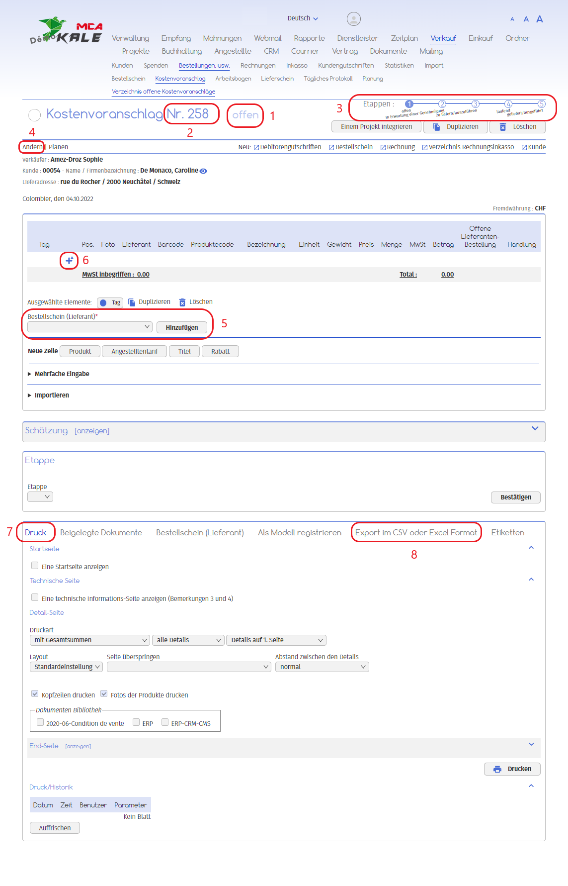 Offener Kostenvoranschlag | MCA Concept