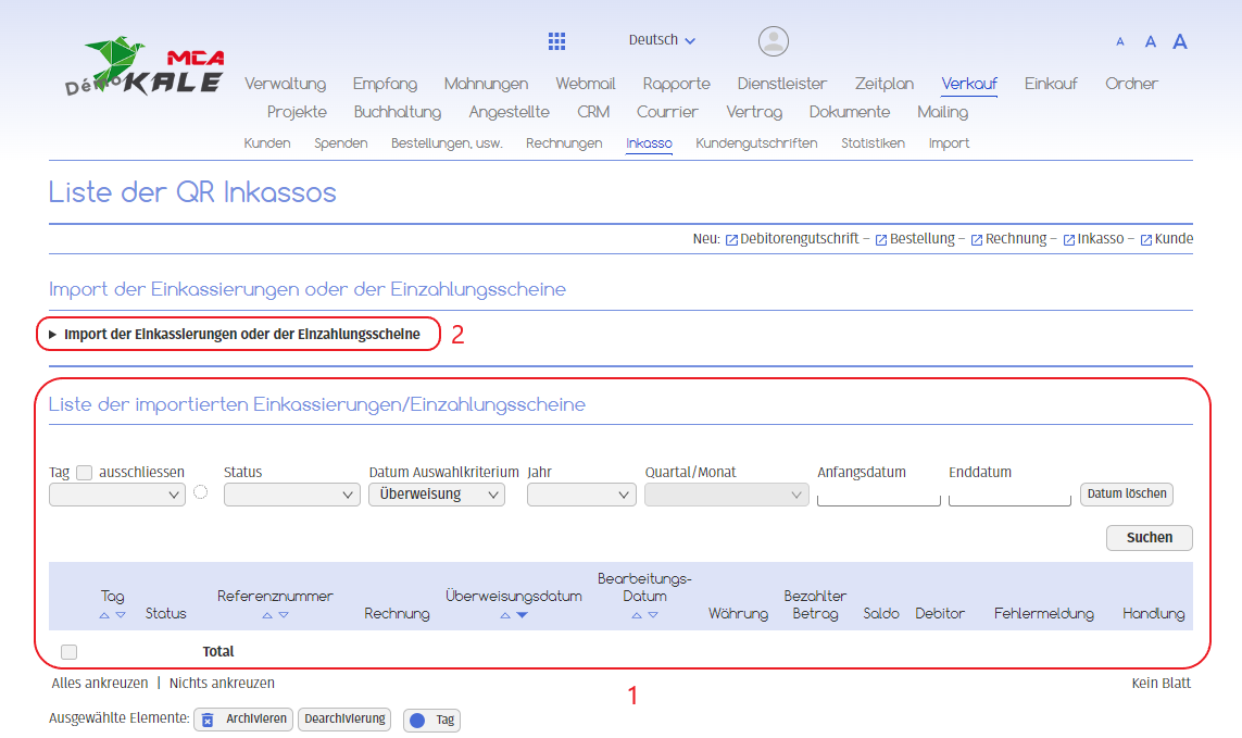 Import Inkasso (2) | MCA Concept Import Inkasso (2) | MCA Concept