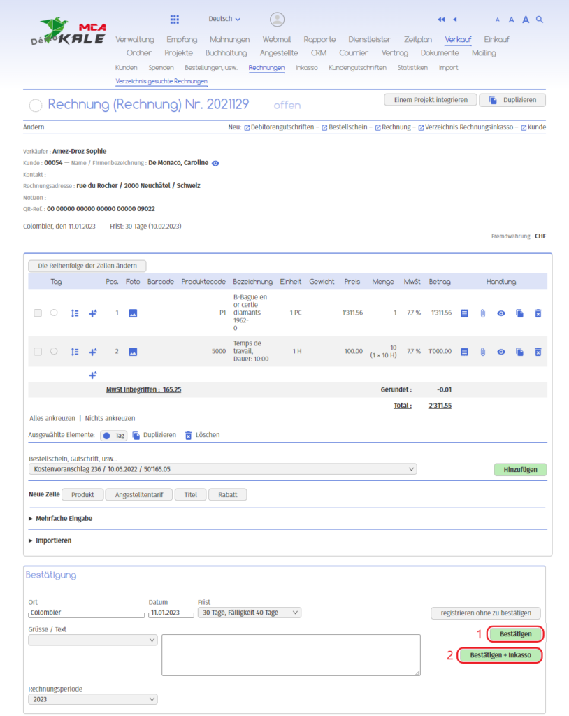 Rechnung | MCA Concept Rechnung | MCA Concept