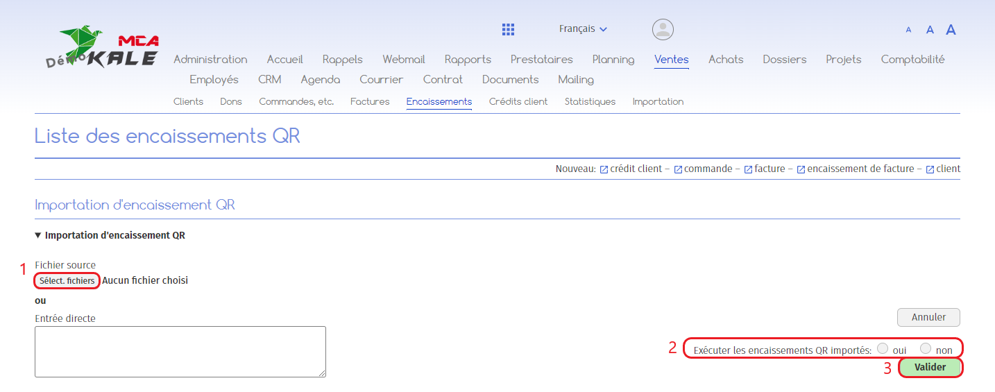 Exécuter encaissement | MCA Concept Exécuter encaissement | MCA Concept