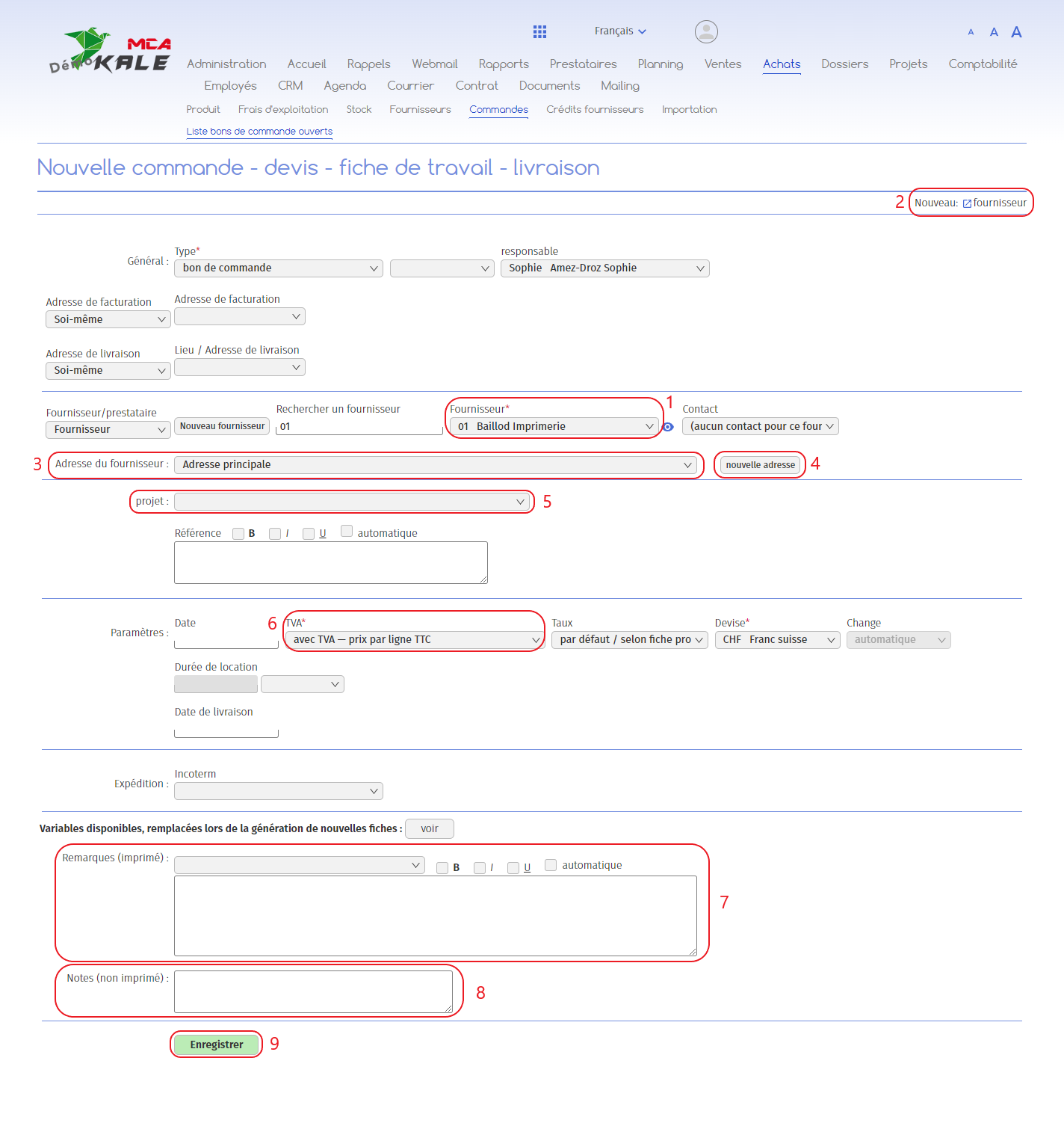 Creare un ordine di acquisto (2) | Concetto MCA Creare un ordine di acquisto (2) | Concetto MCA