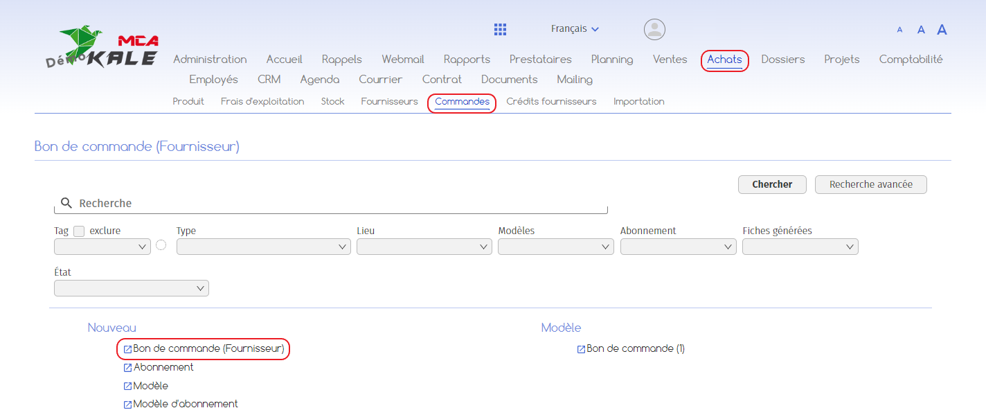 Creare un ordine di acquisto | Concetto MCA Creare un ordine di acquisto | Concetto MCA
